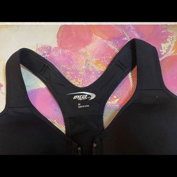 MTA Sport Black Zip Front Sports Bra - Picture 4 of 10